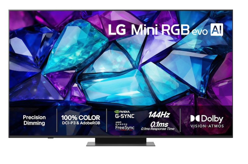 Vy framifrån av LG 75" Mini RGB MRGB88 4K AI TV - 2026 75MRGB88B6B